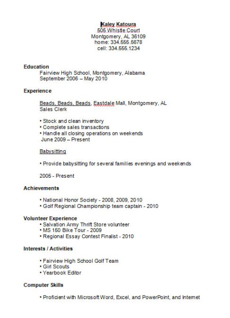 High School Resume Ex2